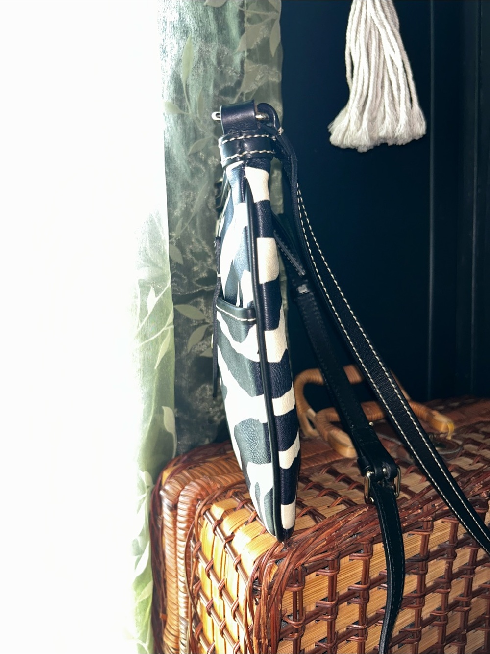 Dooney & Bourke Black and White Zebra Print Crossbody Bag - Picture 7 of 11